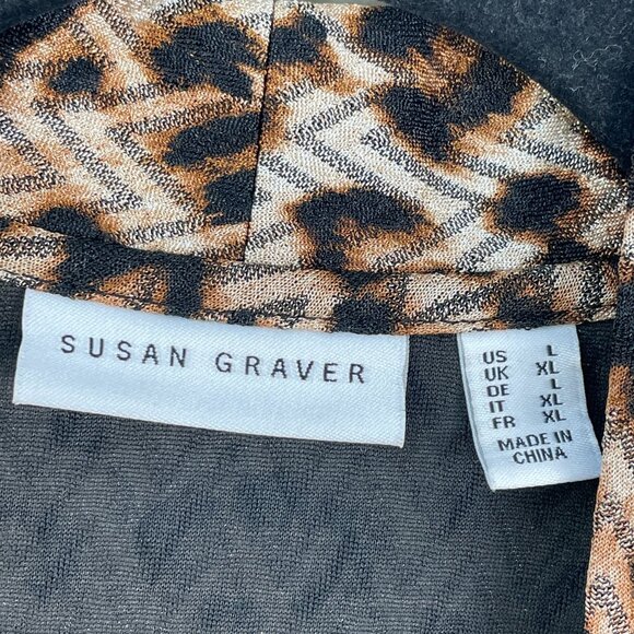 Susan Graver Womens Large Leopard Animal Print Open Front Cardigan Jacket - Picture 3 of 11